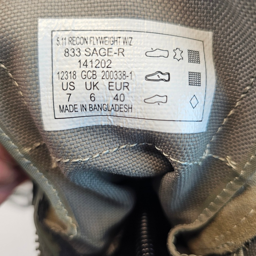 5.11 Tactical Recon Flyweight Side Zip Boots Sage Green 12318 Mens 7 US - Picture 15 of 16